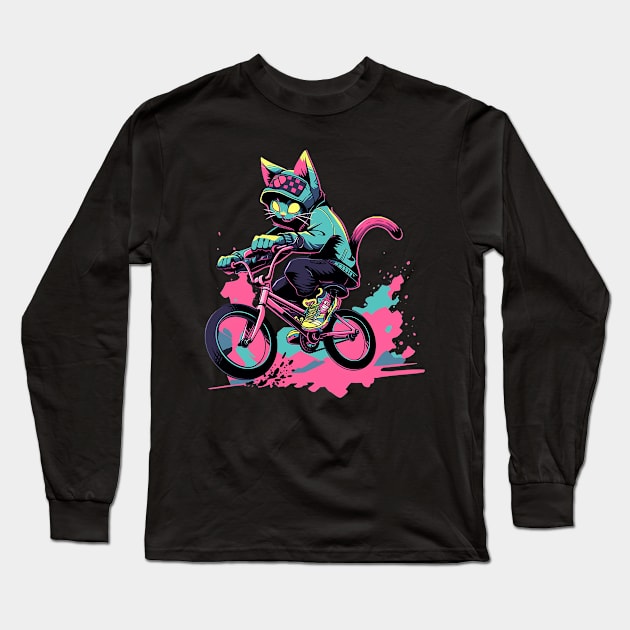 cat ride Long Sleeve T-Shirt by dorapeterx